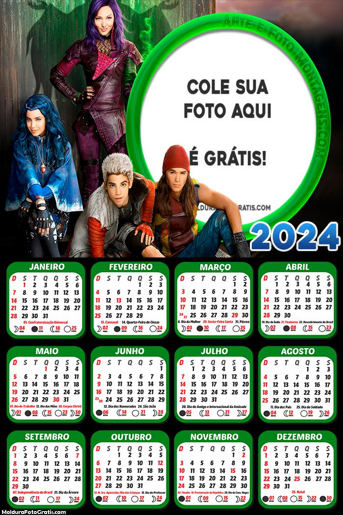 Calendário Descendentes 2024