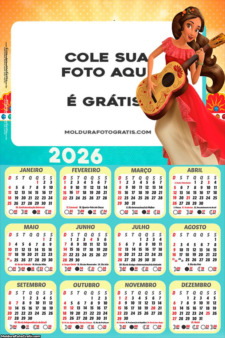 Calendário Elena de Avalor 2026