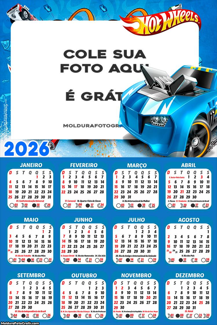 Calendário Hot Wheels Carro Azul 2026