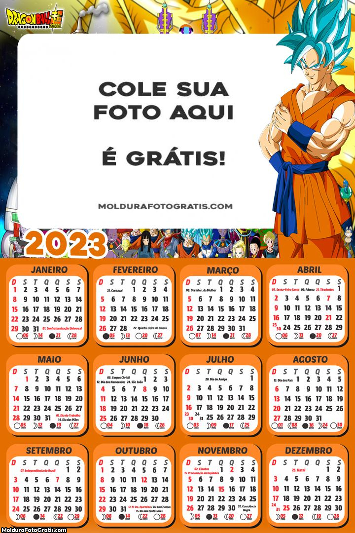 Calendário Goku Super Sayajin 2023