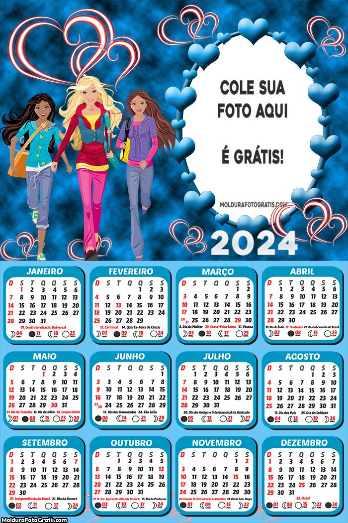 Calendário Barbie e Amigas 2024