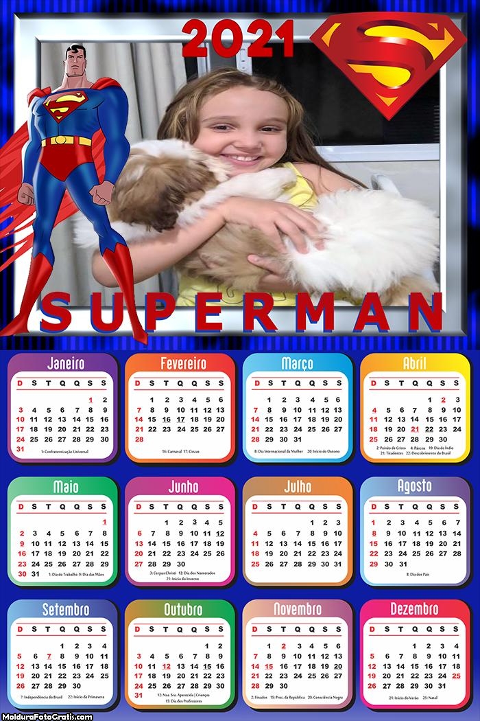 Calendário Desenho SuperMan 2021