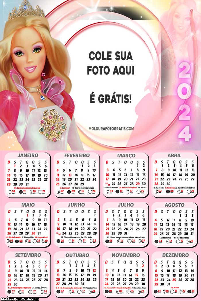Calendário Barbie Boneca 2024