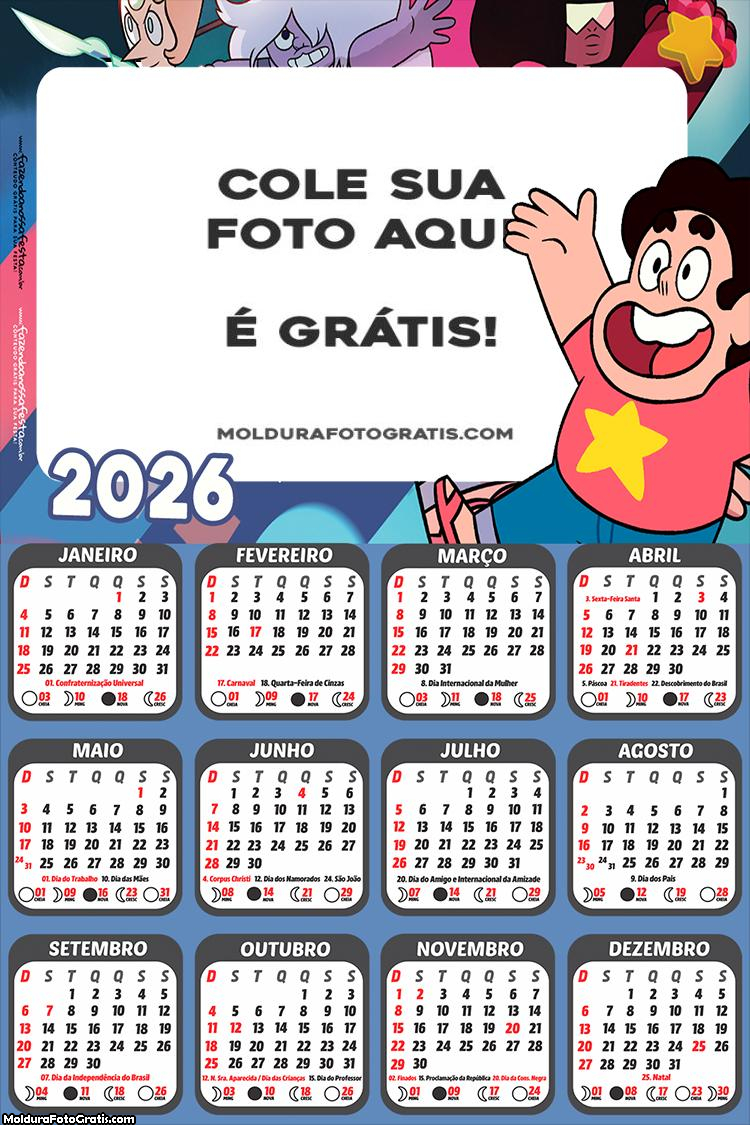 Calendário Steve Universo 2026