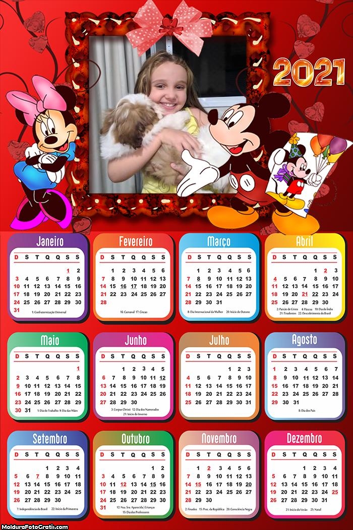 Calendário Mickey e Minnie 2021