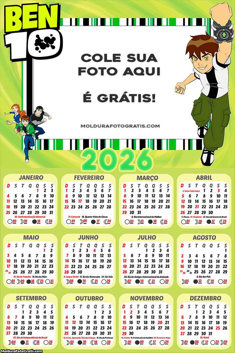 Calendário Ben 10 2026