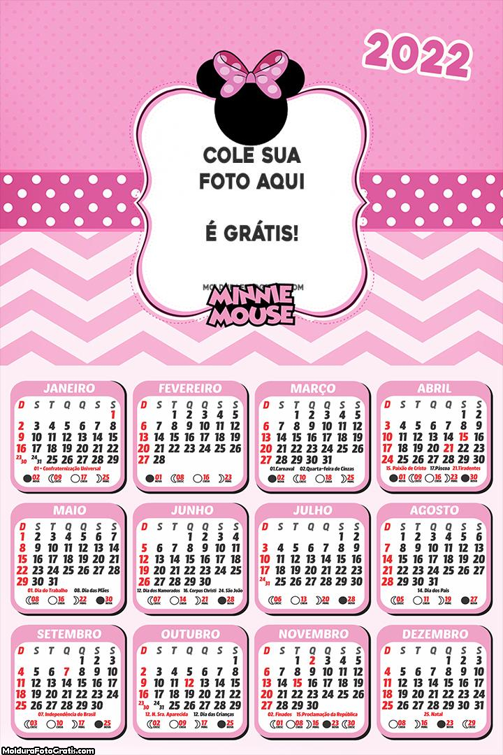 Calendário Minnie Mouse Tema 2022