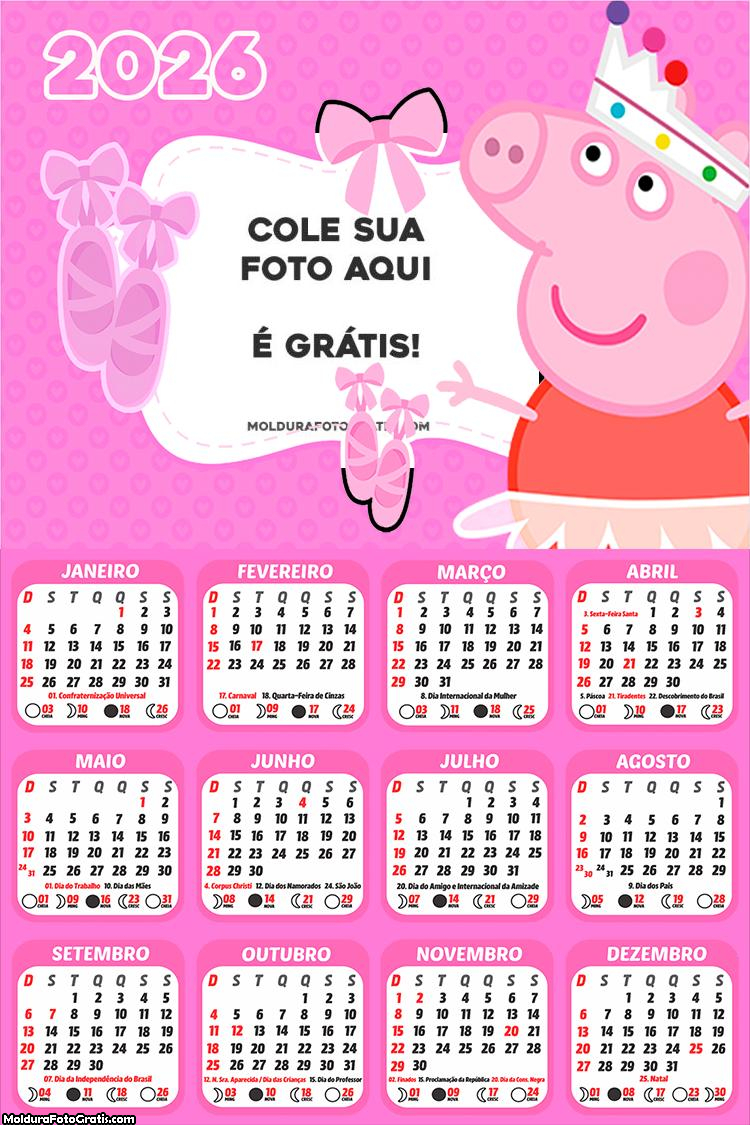 Calendário Peppa Pig Bailarina 2026