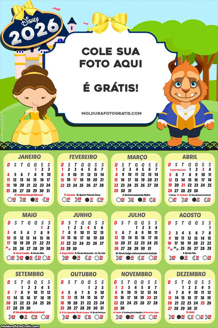 Calendário Bela e a Fera Cute 2026