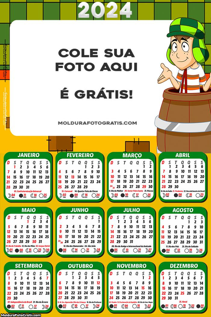 Calendário Chaves Desenho 2024