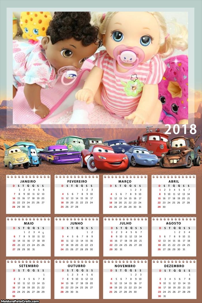 Calendário Carros Filme 2018