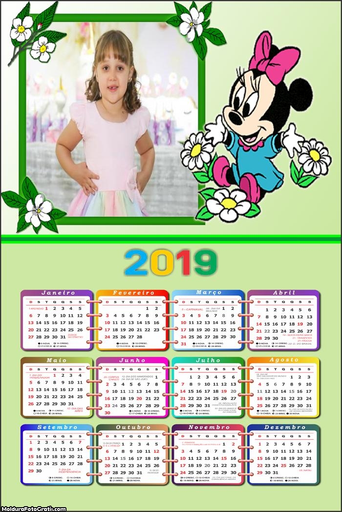 Calendário Minnie Baby 2019 Moldura