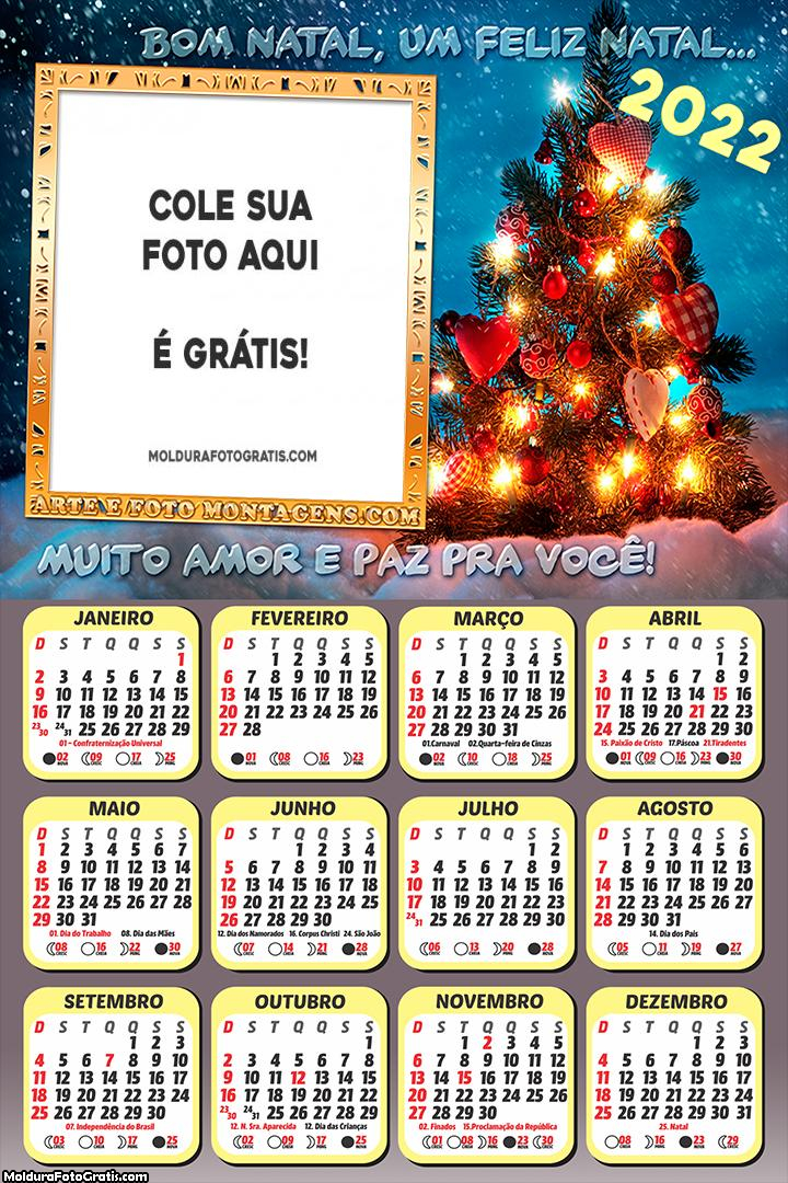 Calendário Frase de Feliz Natal 2022