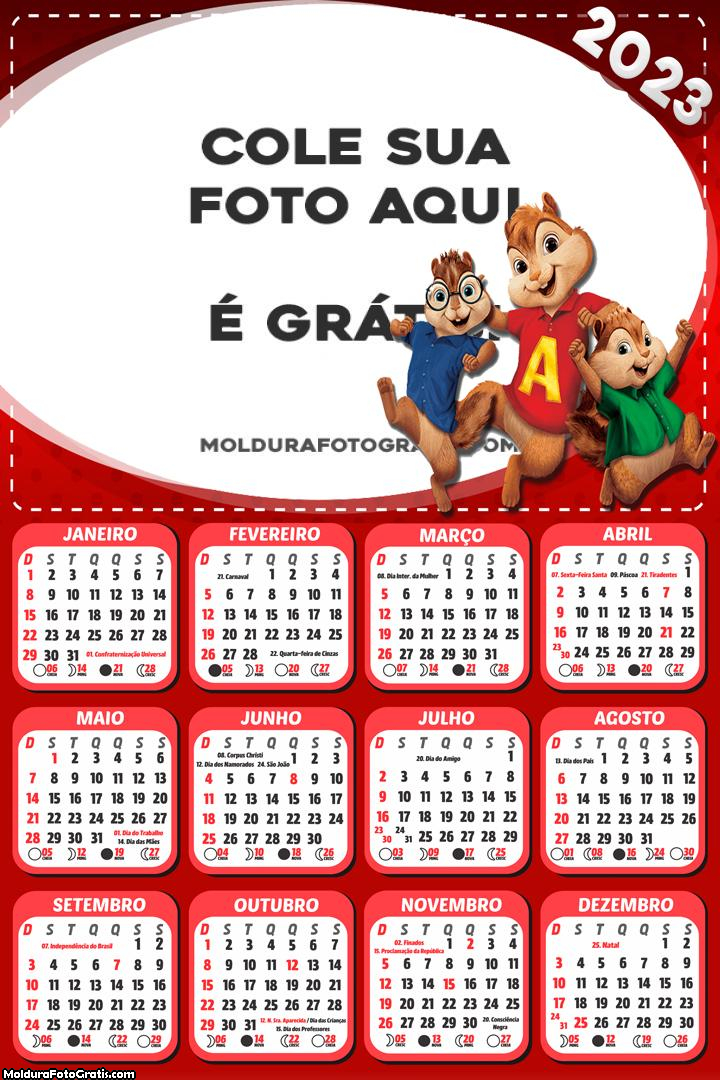 Calendário Alvin e os Esquilos 2023