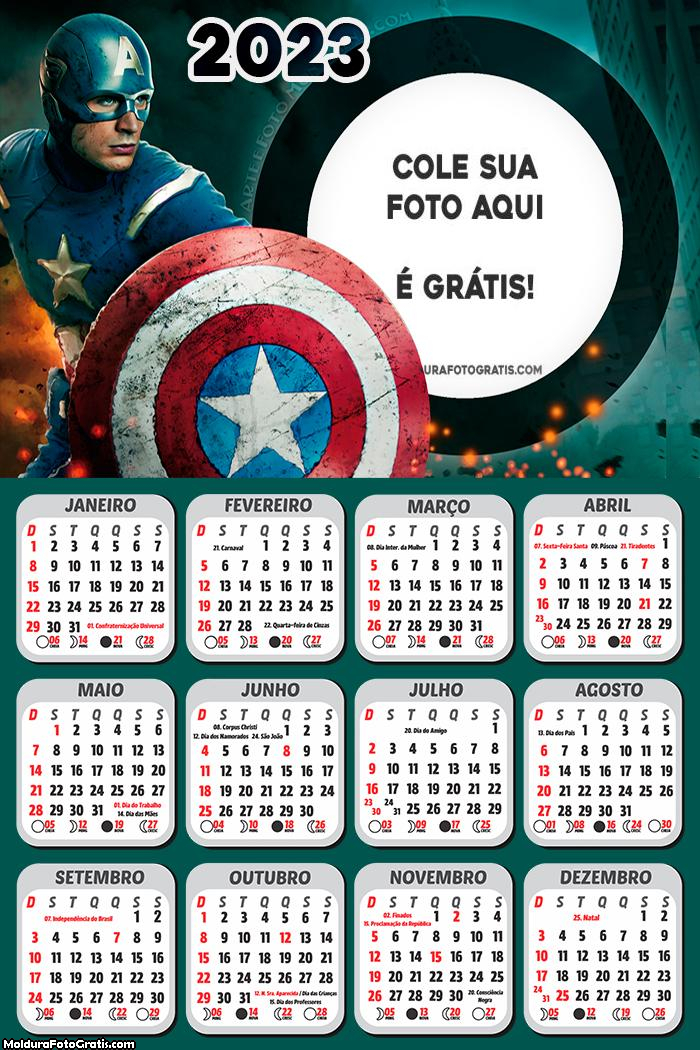 Calendário Escudo Capitão América 2023