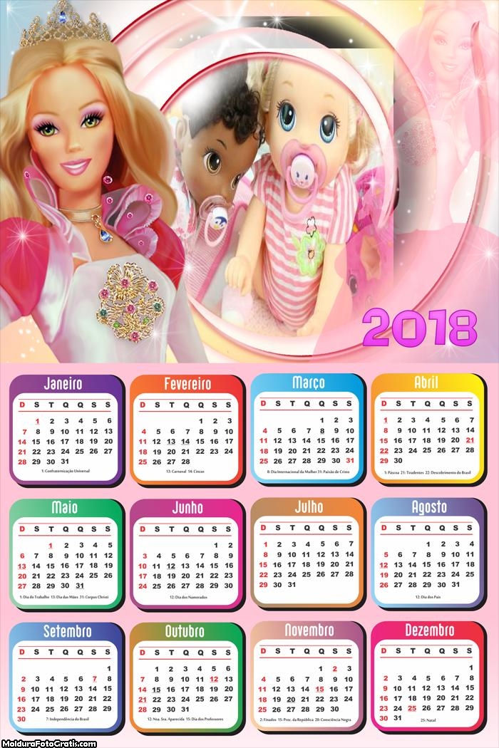 Calendário Barbie Boneca 2018
