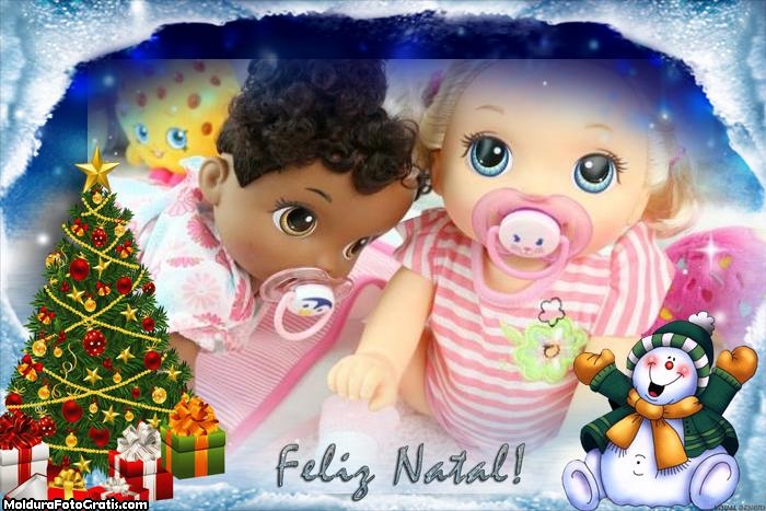 Foto Moldura Feliz Natal Bonequinho de Neve