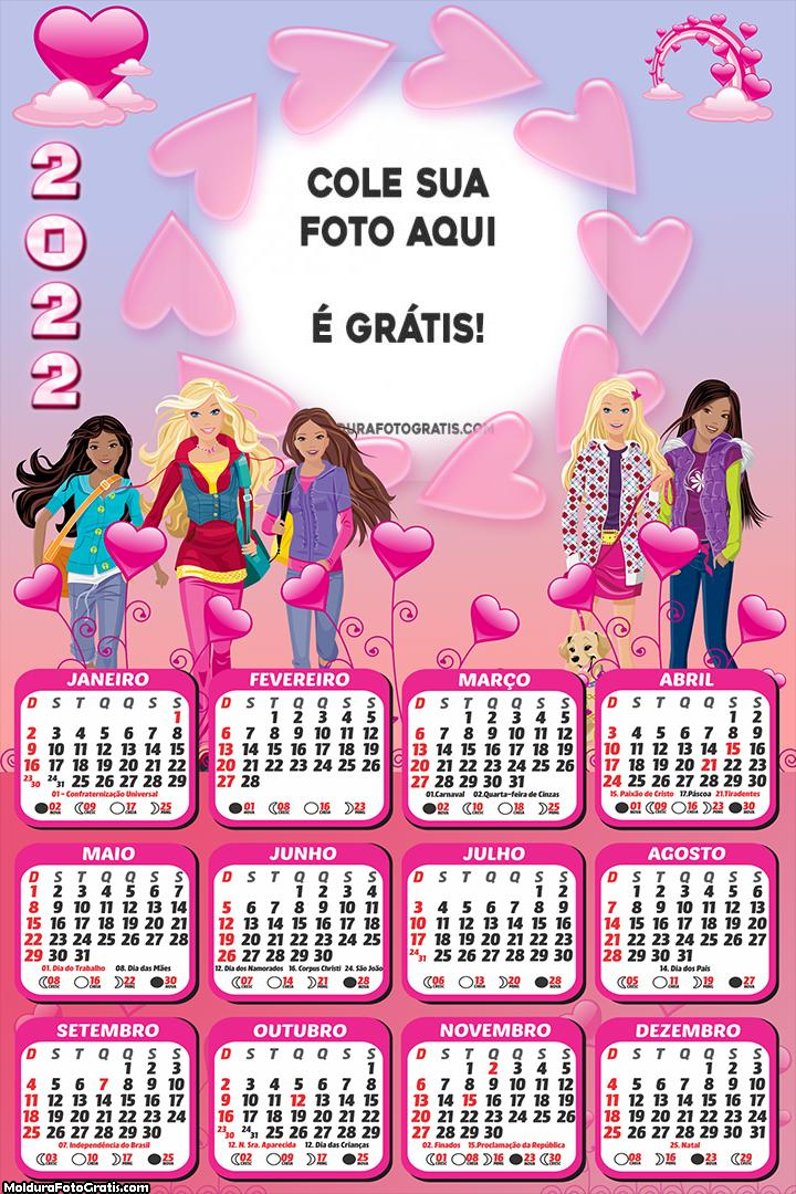 Calendário Barbie e Amigas 2022