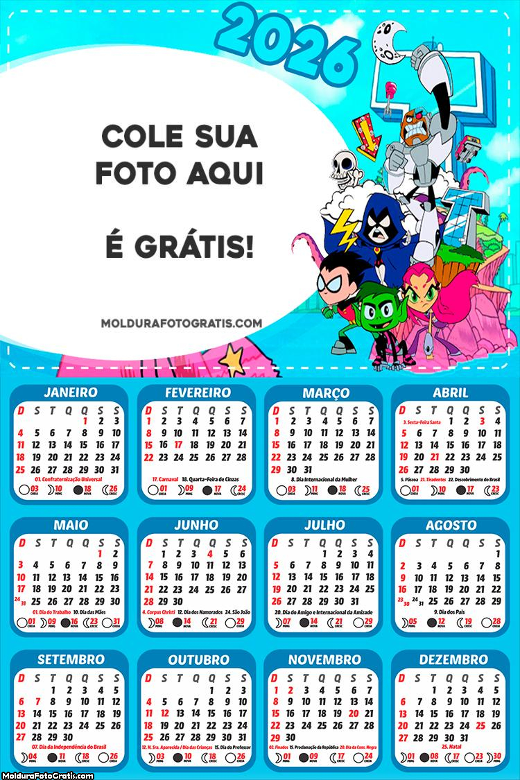 Calendário Jovens Titãs 2026