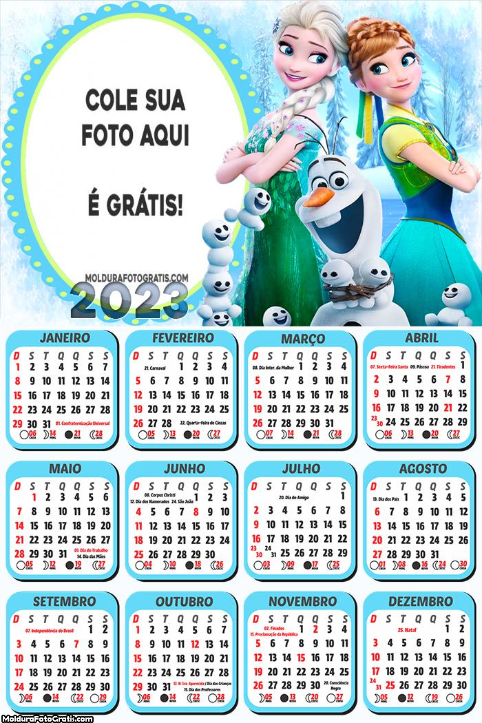 Calendário Elsa e Anna Frozen 2023