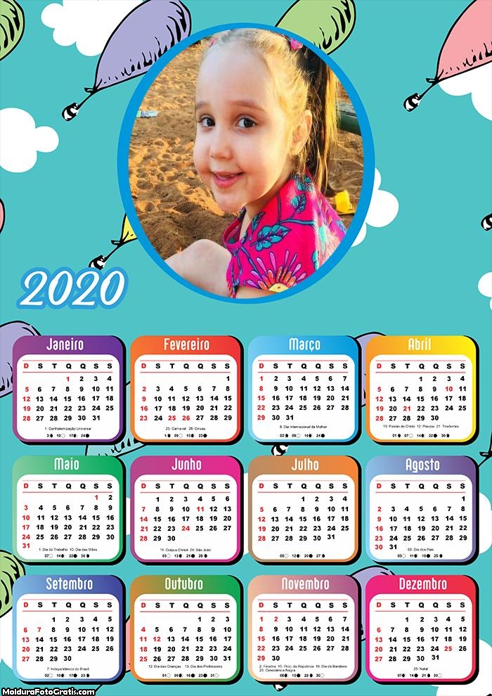 Calendário Infantil Balãozinhos 2020