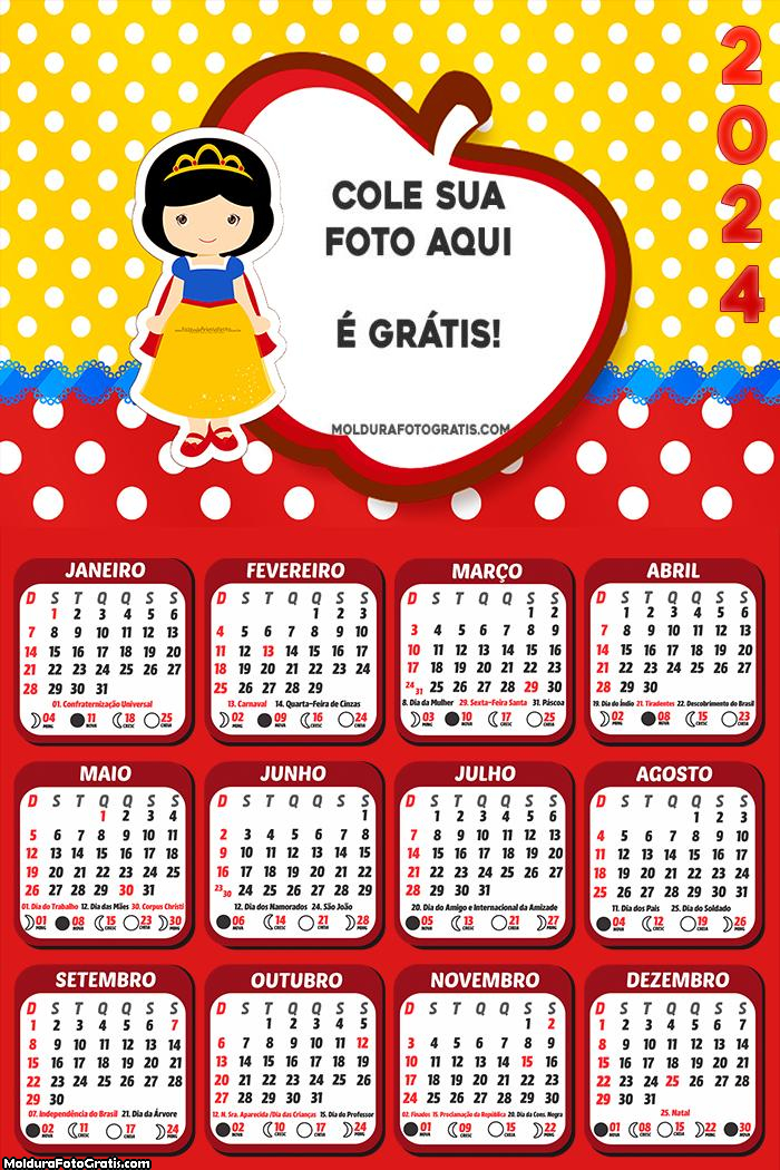 Calendário Branca de Neve Cute 2024