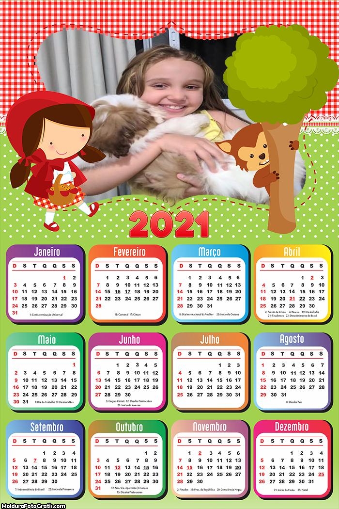 Calendário Chapeuzinho Vermelho Cute 2021