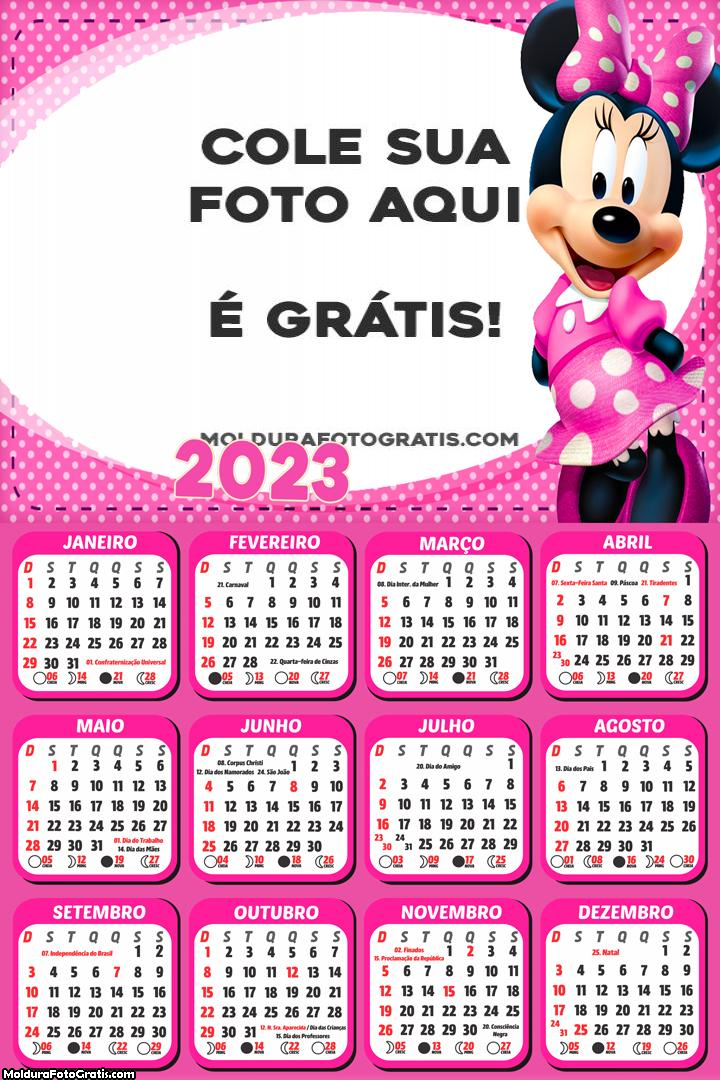 Calendário Minnie Vestido Cor-de-Rosa 2023