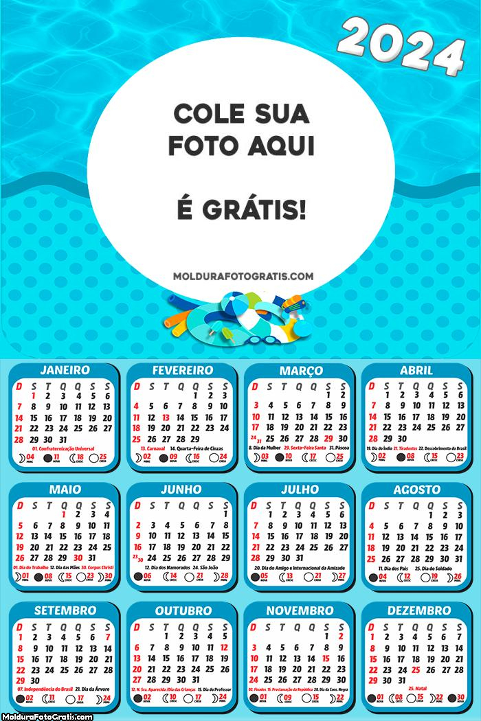 Calendário Infantil Tema Praia 2024