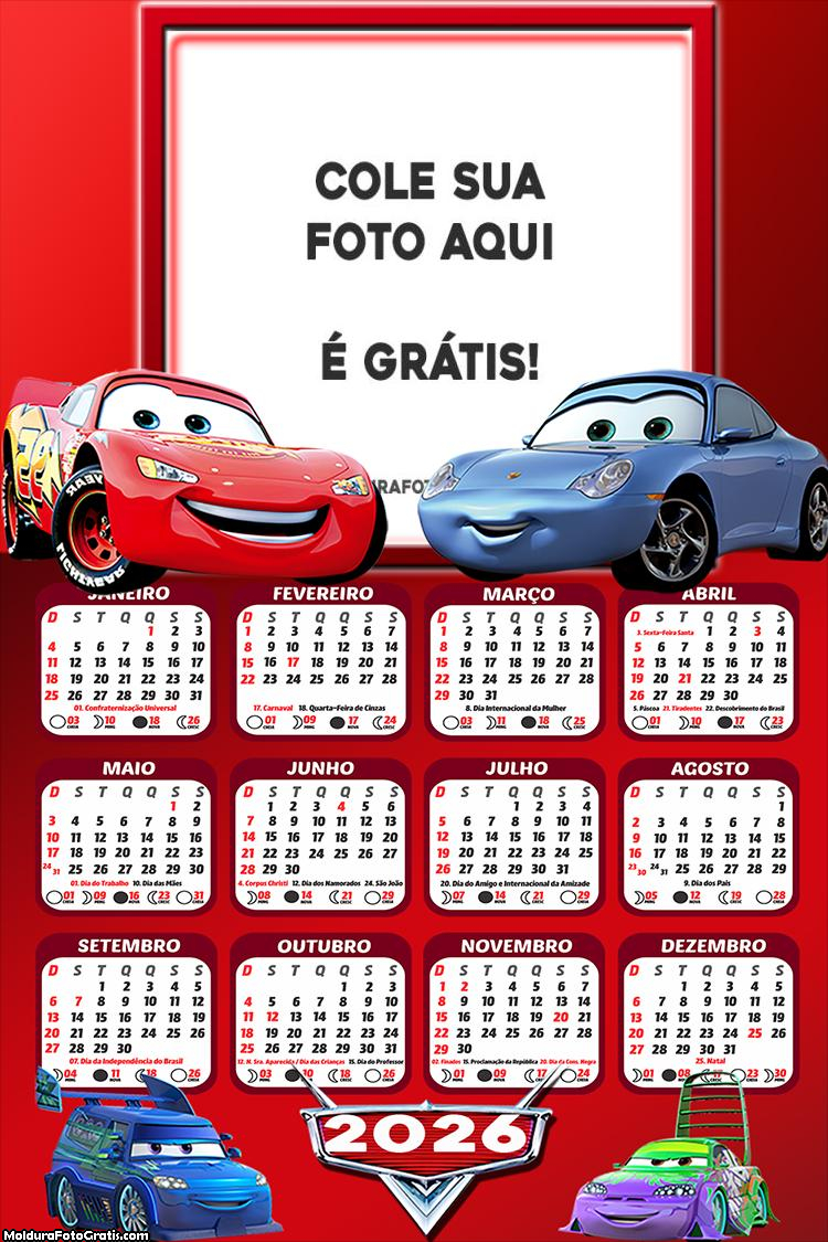 Calendário Cars 2026