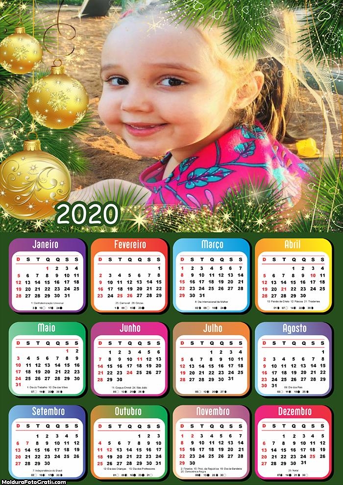 Calendário Bolas Natalinas Douradas 2020