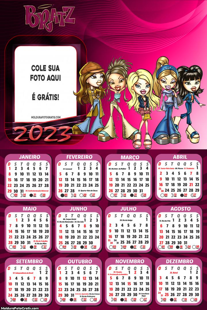 Calendário Bratz Personagens 2023