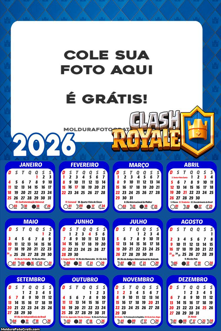 Calendário Tema Clash Royale 2026