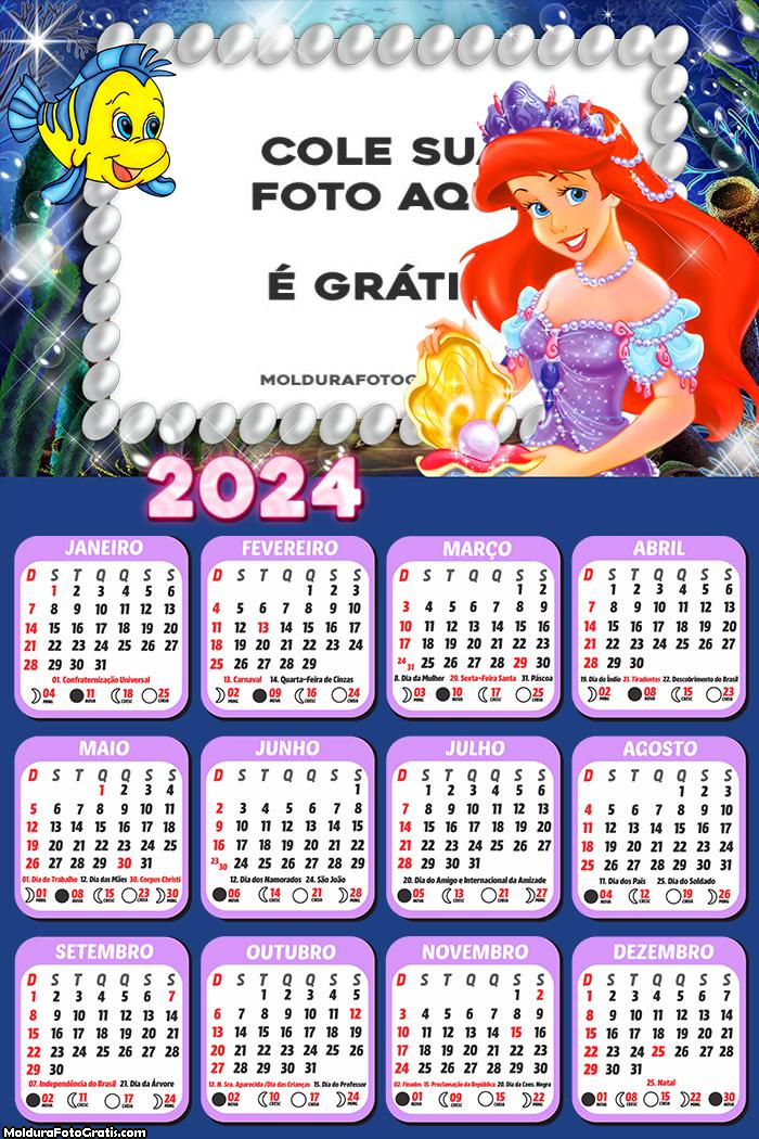 Calendário Linguado e Pequena Sereia 2024