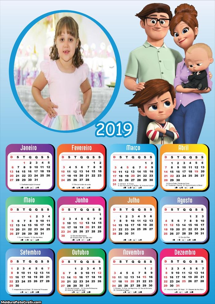 Calendário Poderoso Chefinho Família 2019