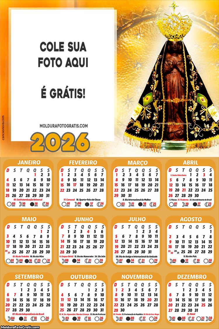 Calendário Nossa Senhora Aparecida 2026