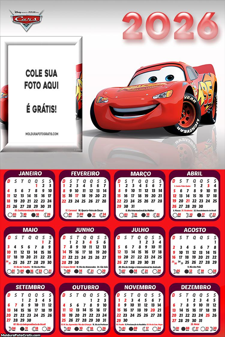 Calendário Relâmpago McQueen 2026