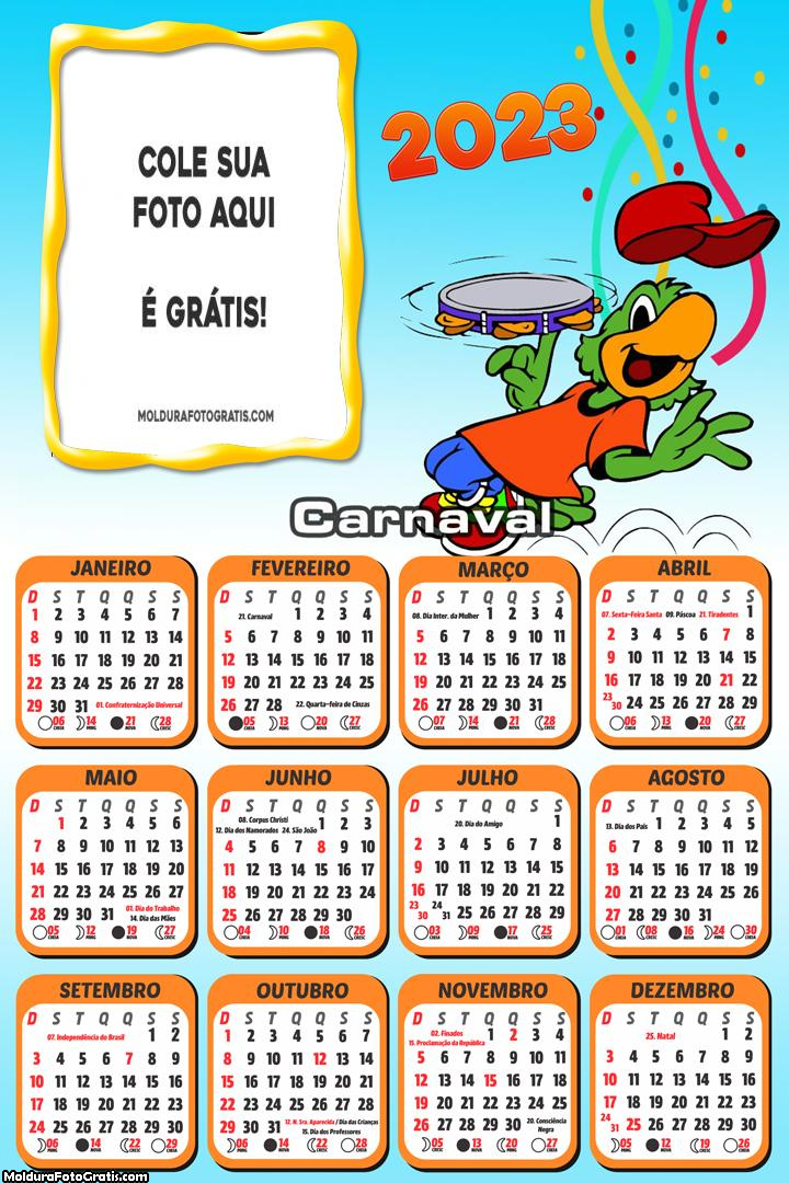 Calendário Carnaval Zé Carioca 2023
