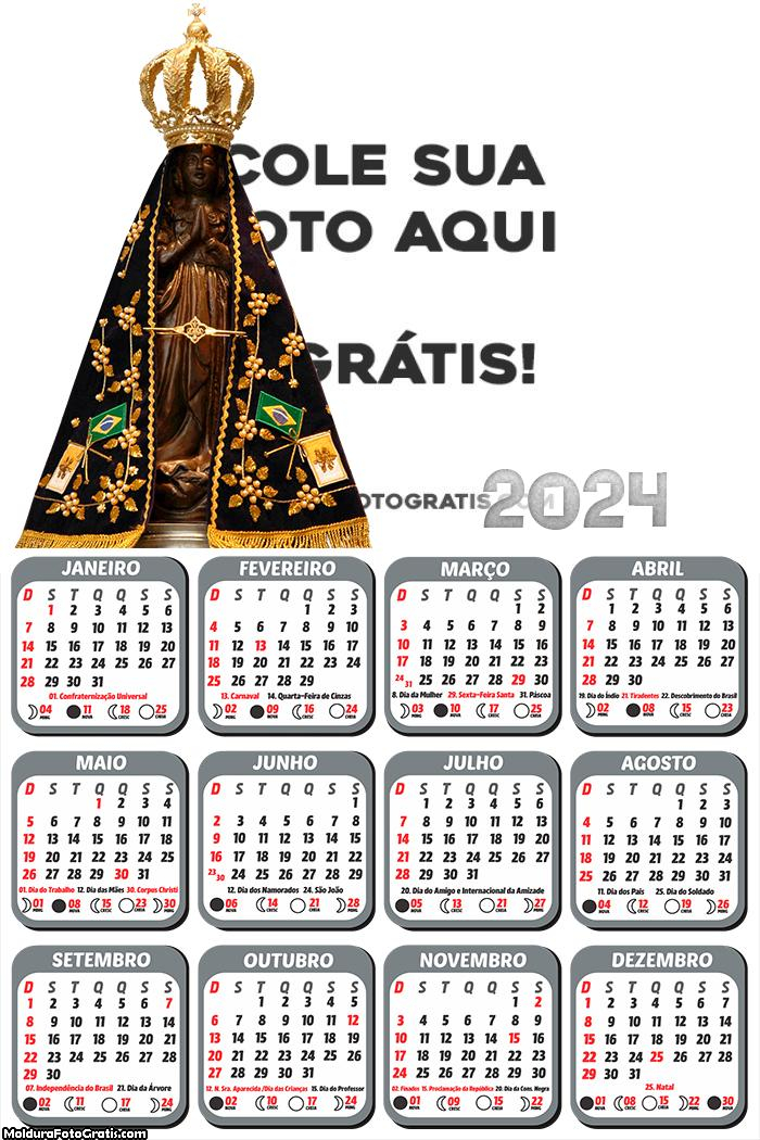 Calendário Nossa Senhora Aparecida Imagem 2024