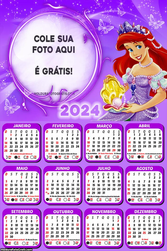 Calendário Ariel Lilás 2024