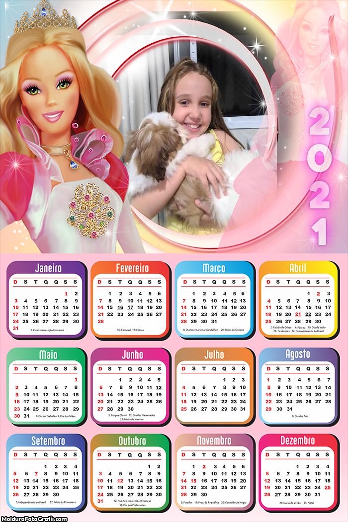 Calendário Boneca Barbie 2021