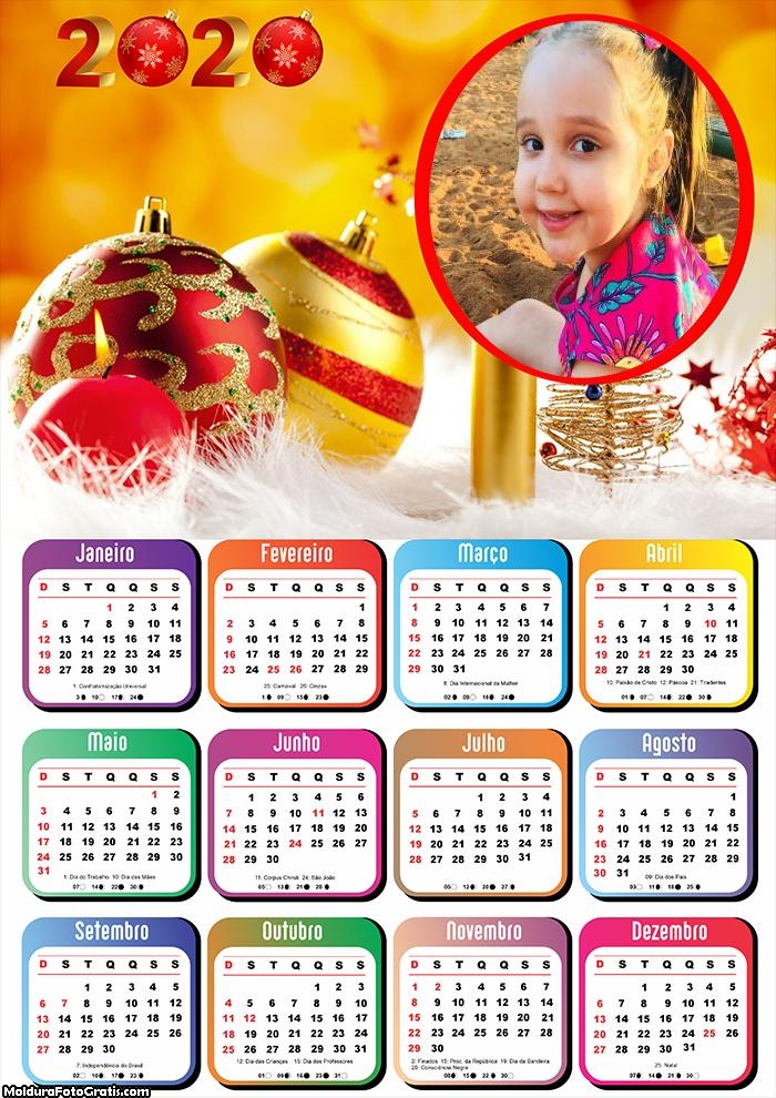 Calendário para Emoldurar de Natal 2020