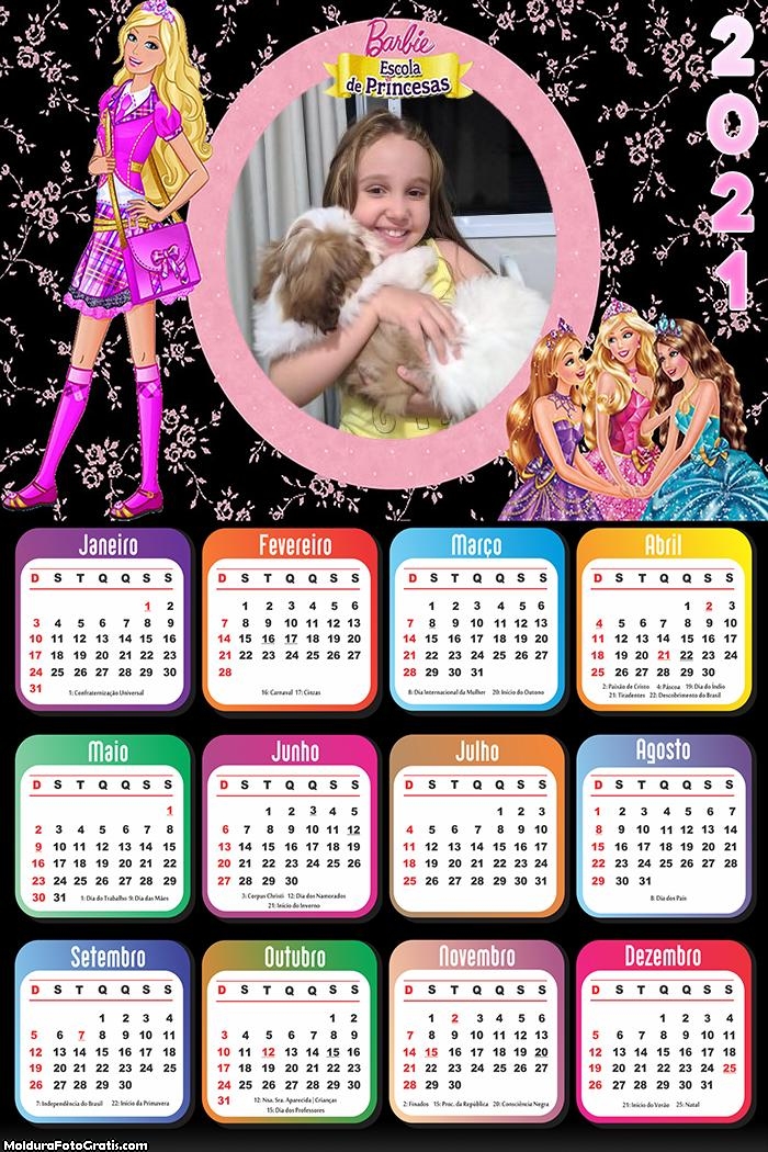 Calendário Barbie Escola de Princesas 2021