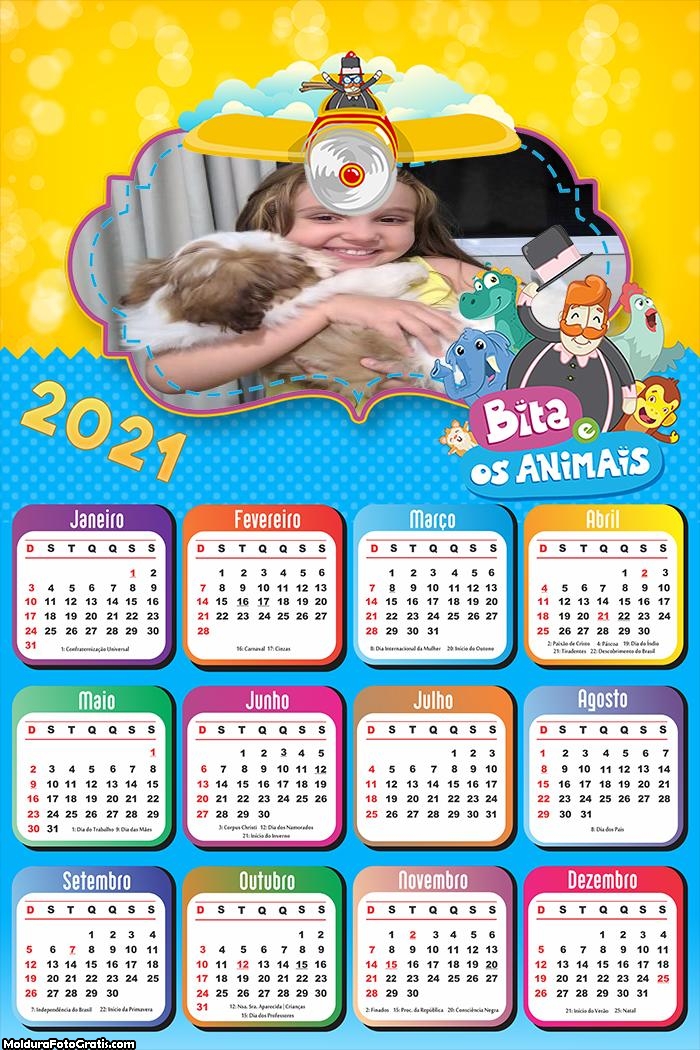 Calendário Bita e os Animais 2021