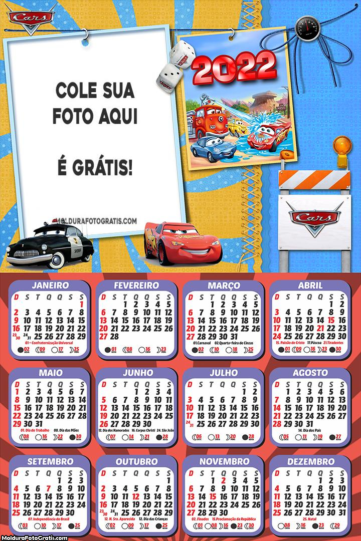 Calendário Carros Desenho 2022