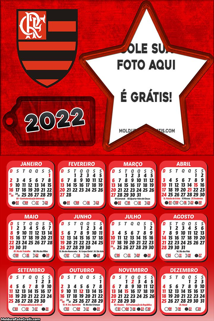 Calendário Flamengo Estrela Moldura 2022