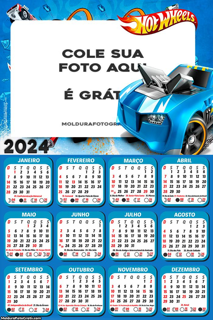 Calendário Hot Wheels Carro Azul 2024