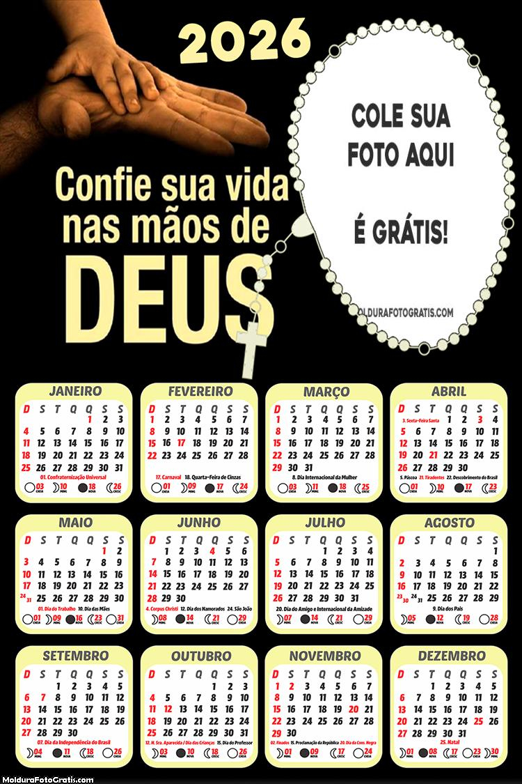 Calendário Confie Sua Vida 2026