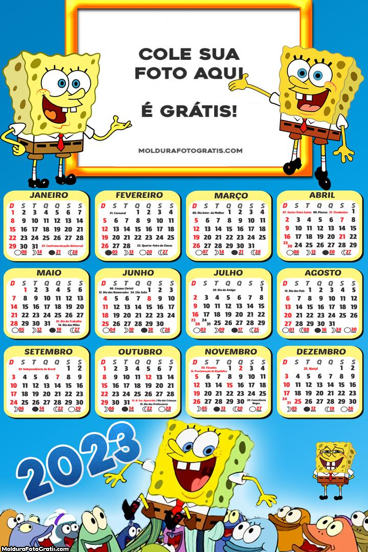 Calendário do Bob Esponja 2023