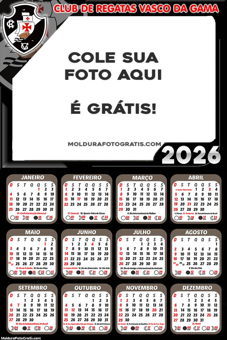 Calendário do Vasco da Gama Futebol 2026